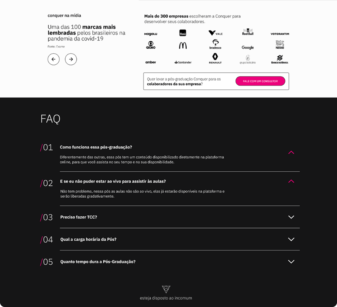 conquer course landing page